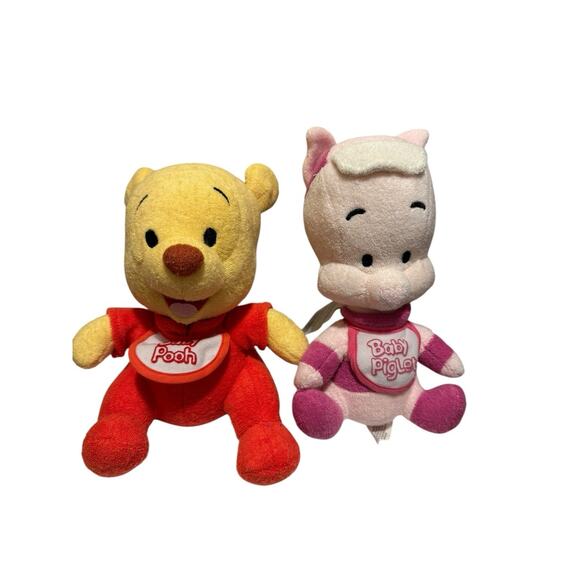 Vintage Walt Disney World Winnie The Pooh Baby Pooh Piglet Bean Bag Plushes - Picture 1 of 14